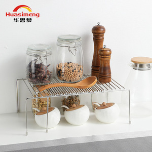 ชั้นวางของสแตนเลสแบบตั้งโต๊ะ 2 ชั้น ยี่ห้อ Huasimeng พร้อมที่หนีบฝาปิด สำหรับใส่เครื่องเทศและเครื่องปรุงรส - Product Image 1