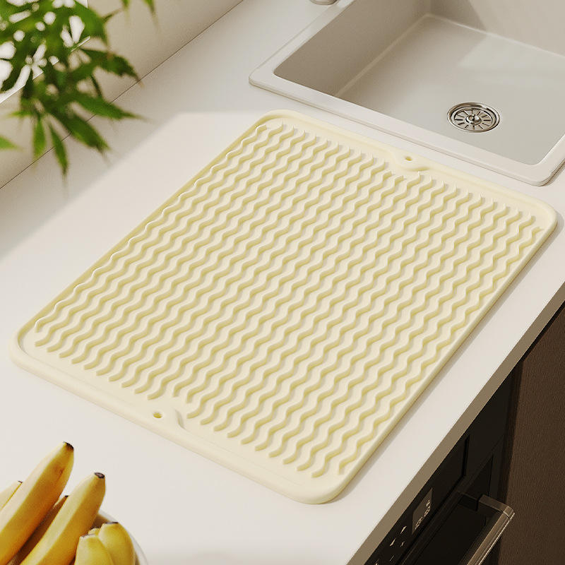 แผ่นรองน้ำซิลิโคน - สีเบจลายคลื่น