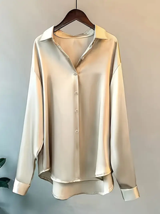 <span class=keywords><strong>Camicia</strong></span> da ufficio da <span class=keywords><strong>donna</strong></span> di qualità Vintage in raso <span class=keywords><strong>camicia</strong></span> <span class=keywords><strong>elegante</strong></span> da <span class=keywords><strong>donna</strong></span> a maniche lunghe camicie Casual top - Product Image 4