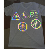 Venta al por mayor camiseta logotipo personalizado que brilla en la oscuridad camiseta impresión personalizada camiseta reflectante 220 Gsm Camiseta de algodón