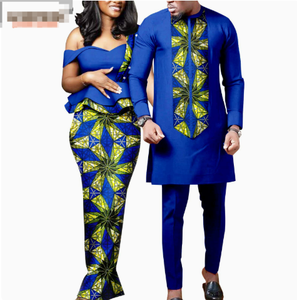Robes africaines pour femmes, tenues assorties pour couples <span class=keywords><strong>Bazin</strong></span> Lover, robes de soirée sirène imprimées, ensembles chemise et pantalon pour hommes, tenues de <span class=keywords><strong>mariage</strong></span> - Product Image 5