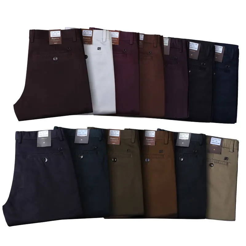 High chino quality cotton men's casual pants Slim straight pants Simple classic business men's pants