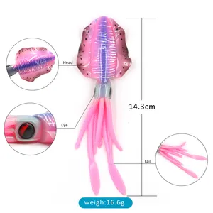 Cina fabbrica all'ingrosso pesca in mare artificiale richiamo morbido calamari con piombo 14.5cm 60g UV pesca calamari/polpo