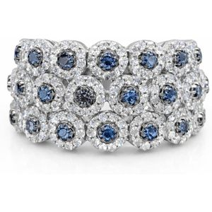 Jewelspaark <b>Diamond</b> <b>Ring</b> 1.40 Cttw Round Cut White And Blue Enhanced Natural Stone 925 Sterling Silver Engagement Jewelry For - Product Image 1