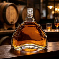 Bouteille en verre découpée en forme d'éventail unique, 700 ml, transparente, pour spiritueux, conteneur vide pour brandy et vin