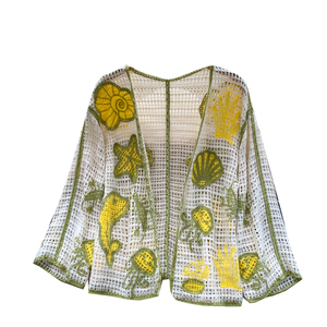 Blouses d'été à manches longues en tricot bohème pour femmes, chemises unies ajourées, hauts décontractés pour femmes, vente en gros - Product Image 5