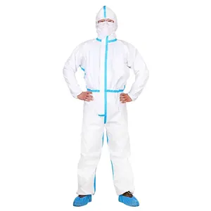 type 4/5/6 Disposable protective work wear chemical resistant and anti-static coverall with blue taped