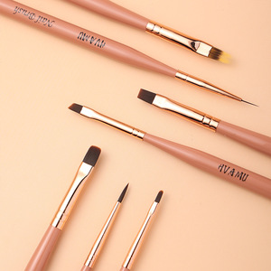 10Pcs Painted Wood Handle Nail Art Brush Set Round Angled Flat Liner Tips for Gel Polish Manicure - Product Image 2