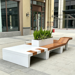 Banc de jardinage moderne carré pour terrasse extérieure, jardinière au sol, pot de fleurs écologique, banc de repos pour fleurs, pour cour, jardin, centre commercial - Product Image 4