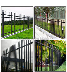 Ağır çinko kaplı Modern çelik çit siyah renk dökme galvanizli demir çelik çit Panel bahçe çit dekoratif - Product Image 6