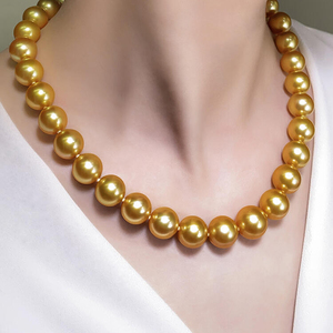 จี้มุกเซาท์ซีเกรด AAAAA ขนาด 16 มม. ประดับทอง พร้อมสร้อยคอแบบหนา สไตล์ยุโรปอเมริกัน - Product Image 2