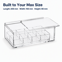Boîte de rangement transparente en acrylique Calic avec couvercle coulissant, 10 compartiments, pour accessoires de figurines, taille personnalisée, vente en gros OEM