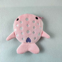 WAALUU 13*12CM Porte-monnaie en forme de requin baleine de dessin animé, portefeuille kawaii, sac en peluche, organisateur de clés, écouteurs, pièces de monnaie, pochette zippée, cadeau pour enfants