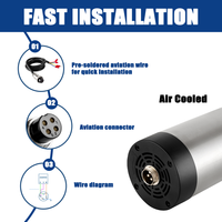 Harga Pabrik Motor Spindle CNC 2.2KW ER20 80mm Berpendingin Udara, Penjualan Grosir, Presisi Tinggi 24000rpm untuk Router CNC Pengolahan Kayu