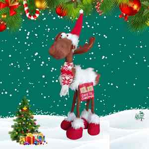 Christmas Elk Decoration Large Standing Handmade Plush Doll with <b>Calendar</b> Board for Christmas Ornaments Home Holiday Decoration - Product Image 3