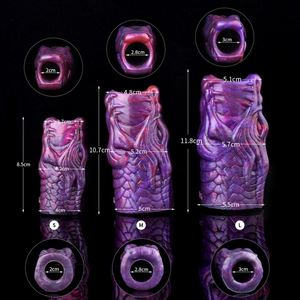 NNSX Dog Knot Sheath Silicone Penis Sleeve with Anti-drop Ring Deep Purple <b>Dildo</b> Extender Cock Enlargement Sex Toys for Men - Product Image 2