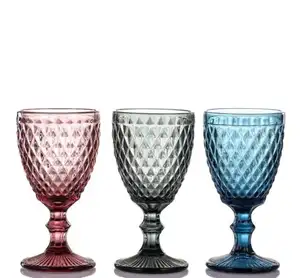 Good Quality Safe Durable Folk Art Style Transparent Water Goblets Vintage Wine Glass