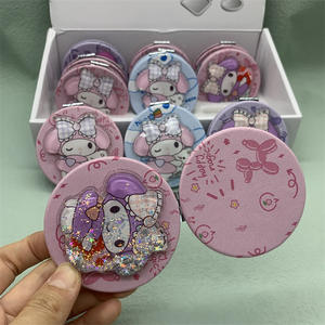 Personnage de dessin animé Kuromi brillant liquide Quicksand miroir cosmétique belle paillettes miroir de poche Girly <span class=keywords><strong>maquillage</strong></span> mélodie carré - Product Image 2