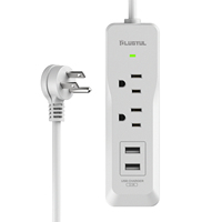 Taşınabilir Küçük Priz Çoğaltıcı 2 Prizli Güç Şeridi 2 USB Girişli ETL Dalgalanma Korumalı 125V 15A ABS Malzemeli Uzatma Prizi