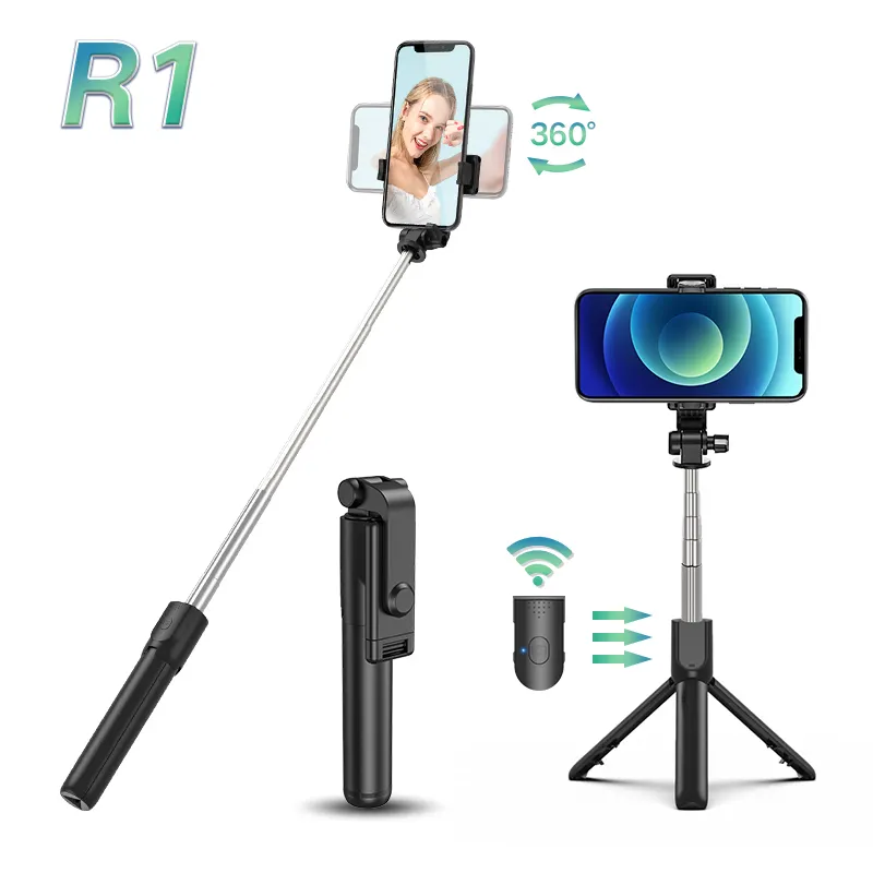 Factory Direct Wireless Remote Tripod 3 In 1 360 Degree Rotation selfie-stick Baton de Selfie Stick For Smartphone