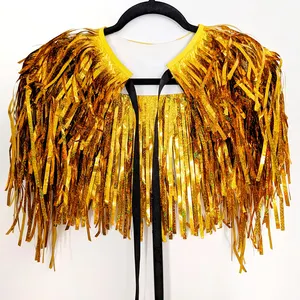 NEW ARRIVAL Sparkly Tinsel Fringed Party Cape Shawls Festival Outfit For Men And Women