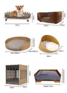 Luxus-Haustiersofa aus Holz, Personalisiertes Haustierbett mit Tiermuster, Atmungsaktiv, Warm, Abnehmbar & Waschbar, mit Polyester & Baumwolle gefüllt für Hunde - Product Image 2