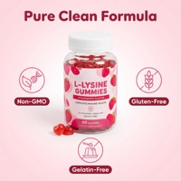 Gummies liposomales L-Lysine à marque privée OEM avec Vitamine C, Zinc, Biotine, saveur fraise, pour soutenir l'immunité et la santé de la peau, 60 unités