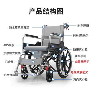 Fauteuil roulant manuel pliable en alliage d'aluminium léger, portable, confortable, avec absorption des chocs, scooter de mobilité - Product Image 2