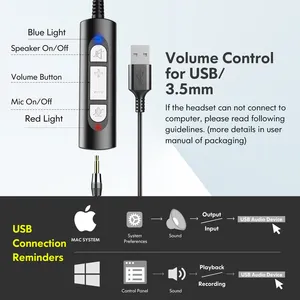 Bedrade Usb Headset Kantoorcomputer Headset Hoofdband Headset Met Microfoon En Ruisonderdrukkende Microfoon