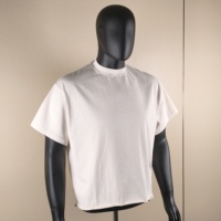 T-shirt ample et court en coton 270G, coupe vintage usée, ourlet brut, style streetwear, manches courtes