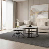 Ensemble de table basse extensible moderne et durable avec plateau en pierre frittée et pieds en métal pour le salon