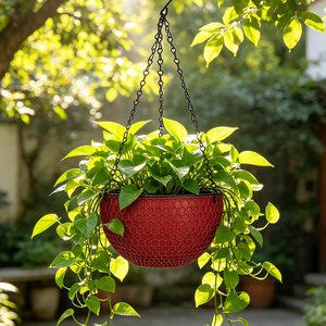 Jardinière suspendue auto-arrosante en nid d'abeille avec chaîne, pot de fleurs en plastique durable avec drainage, <span class=keywords><strong>pour</strong></span> intérieur, extérieur, <span class=keywords><strong>balcon</strong></span>, maison, jardin - Product Image 5