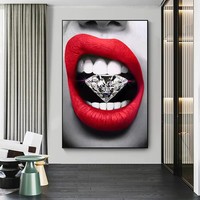 Peinture murale décorative abstraite moderne Graffiti Woman Lips, impression sur toile, vente en gros