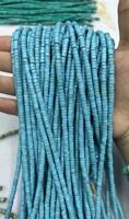 Vente en gros de perles de turquoise bleue du Hubei de 2*4 mm, perles de forme plate, perles de pierre, brins pour la fabrication de bijoux