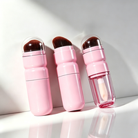 Tube de gloss à lèvres vide rose rond de 7 ml en ABS avec grand pinceau, service d'étiquetage inclus