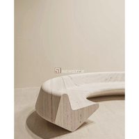 Newstar Usine Pierre De Marbre Naturel Table Personnalisée avec Chaise Italienne Super Blanc Travertin Table À Manger Ensemble pour Salle À Manger