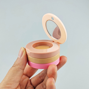 Nhà Cung Cấp Gói Mỹ Phẩm Bảng Phấn Mắt Tròn Rỗng Hộp Phấn Lỏng Màu Xanh Dương Lấp Lánh Hình Bầu Dục Một Màu - Product Image 2