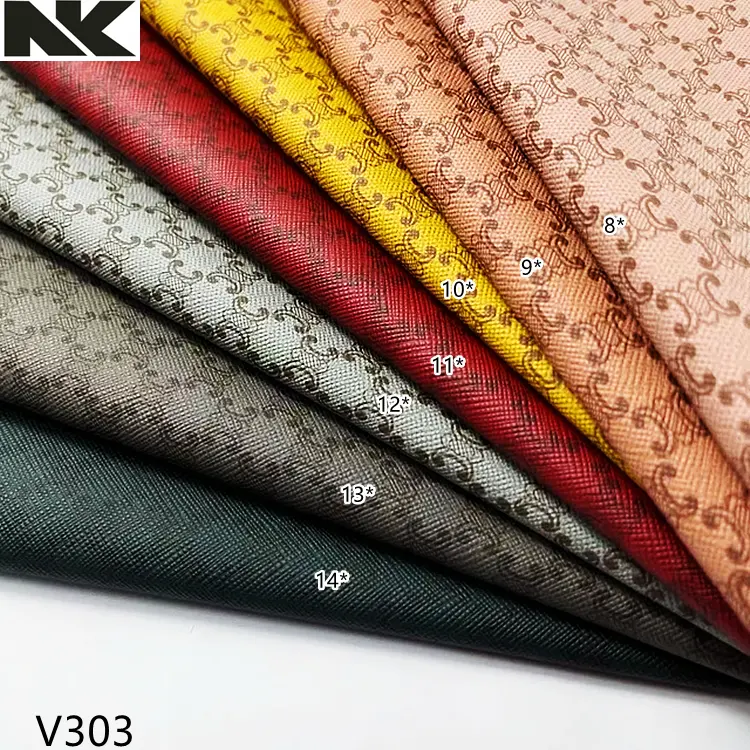 V303 lüks marka tasarımcı tarzı PVC tasarımcı baskı suni deri kumaş özel deri çanta cüzdan zanaat malzemeleri ayakkabı