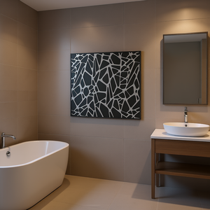 ผนังห้องอาบน้ำแบบวอล์กอิน ดีไซน์หินสีดำ ขนาด 39.4x76.8 ซม. กระจก ESG แบบไร้กรอบ อุปกรณ์ตกแต่งห้องน้ำสไตล์ร่วมสมัย - Product Image 2