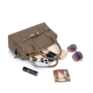 Bolso de Mano Clásico de Cuero Genuino para Mujer, Estilo Boston, con Cierre de Seguridad y Correa Extraíble, Color Bronceado, Duradero para Uso Diario - Product Image 5