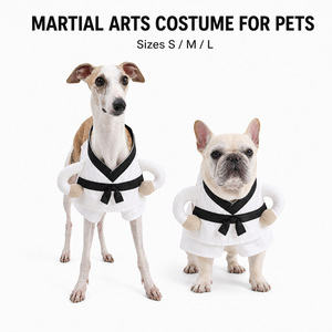 Costume d'Halloween pour chien, style <span class=keywords><strong>karaté</strong></span>, arts martiaux, ceinture noire de Taekwondo, Kimono blanc, tenue amusante pour animaux de compagnie, pour chiens et chats - Product Image 1