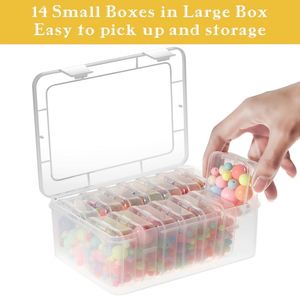 Organiseurs de petites perles, 15 pièces, boîtes de rangement en plastique, mini-contenants transparents pour perles, boîtes transparentes avec couvercle à charnière - Product Image 2