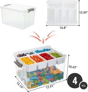 กล่องเก็บของพลาสติกขนาด 32 ควอร์ต กล่องขนาดใหญ่แบบซ้อนได้สำหรับจัดเก็บของเล่น กล่องจัดระเบียบพร้อมฐานรองและฝาปิดแบบถอดได้ - Product Image 6