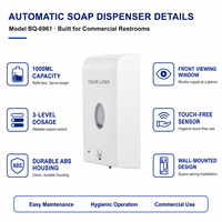 AOLQ Distributeur de savon en spray liquide moussant à capteur automatique infrarouge en plastique ABS mural commercial pour bureau d'hôtel