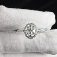 Bagues en argent S925 plaqué rhodium, serties de moissanite ovale couleur D, tendance, pour un cadeau d'anniversaire ou de mariage
