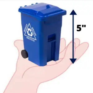 Wiosi Mini Curbside Garbage Trash Bin Pen Holder And Unique Size Recycle Can Pencil Cup Desktop Green Blue 2-Pack