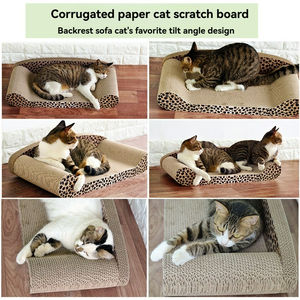 Penggaruk kucing fungsional bergaya karton bergelombang rumah Modern lucu dan menarik cakar kucing Oval dengan Catnip - Product Image 4