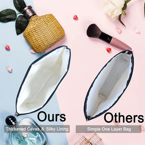 Borsa Cosmetica in Tela di Cotone ECO, Astuccio Multifunzione <span class=keywords><strong>per</strong></span> Trucchi e Snack, Borsa da Viaggio con Cerniera Grande Capacità <span class=keywords><strong>per</strong></span> Ragazze, Amiche e <span class=keywords><strong>Mamme</strong></span> - Product Image 4