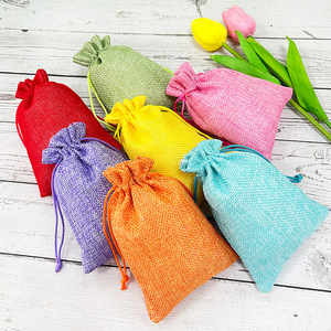 Custom <b>Printed</b> Logo Natural Linen Fabric <b>Packaging</b> Pouch Friendly Drawstring Jute Bags Jewelry <b>Packaging</b> Pouch - Product Image 1