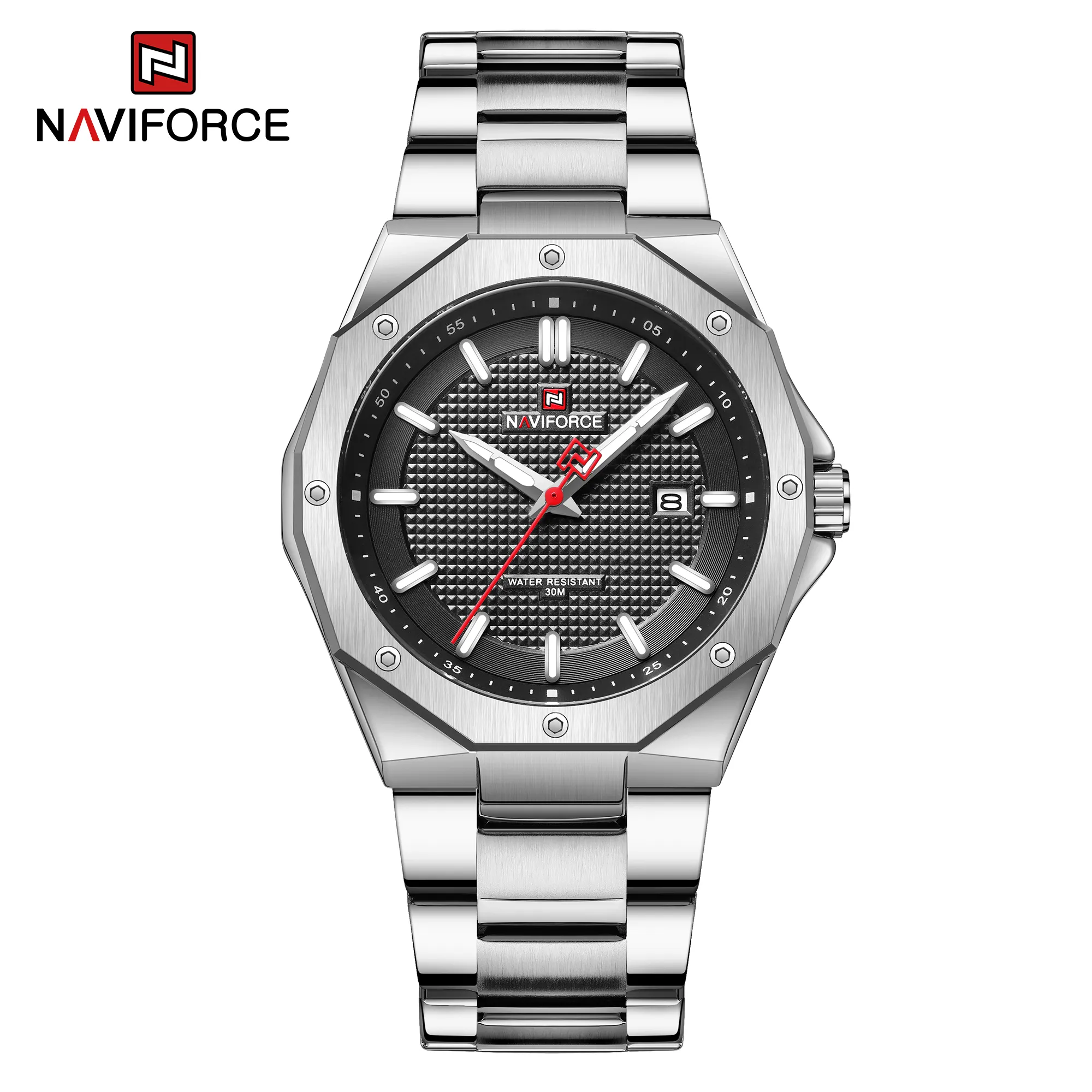 Naviforce relógio de pulso, 9200s sb novo relógio de pulso de aço inoxidável de movimento unissex japonês relógios de quartzo para homens